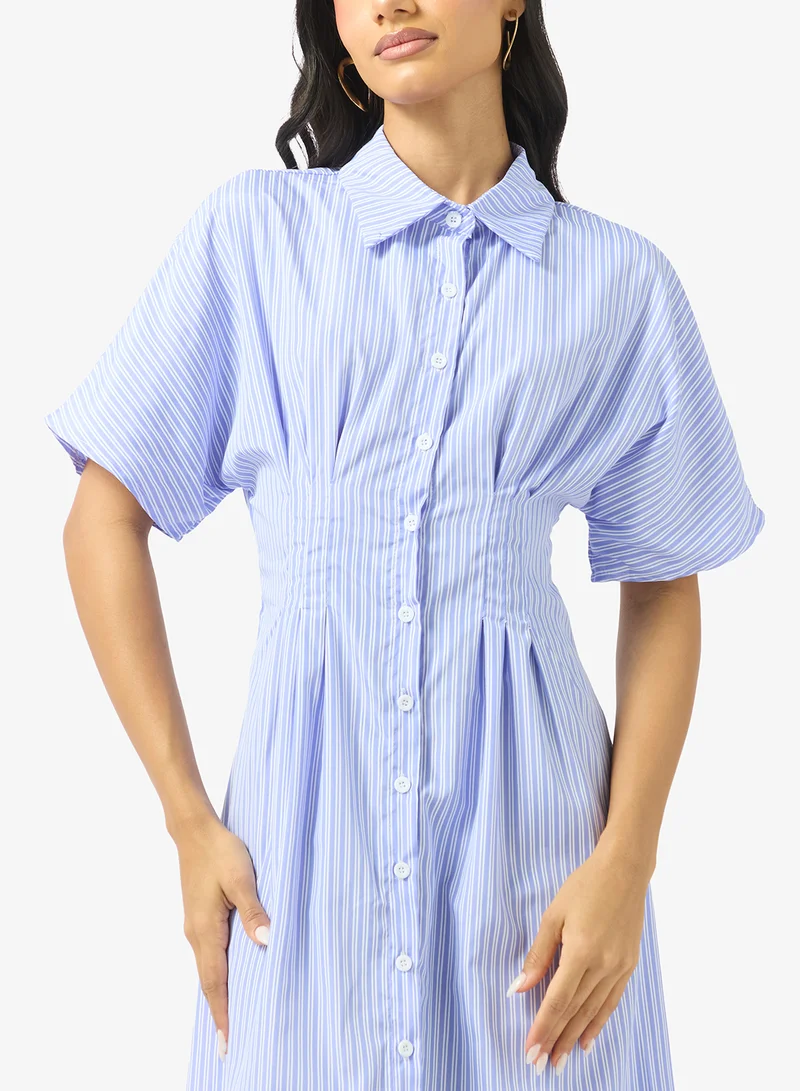 Ginger Button Up Pinstripe Shirt Dress